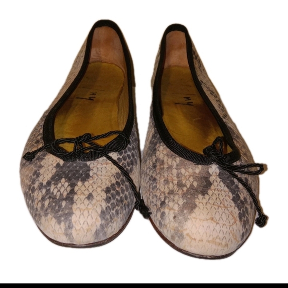 fs/ny Beige Black Snake Skin Ballet Flats 6 B - Picture 5 of 10